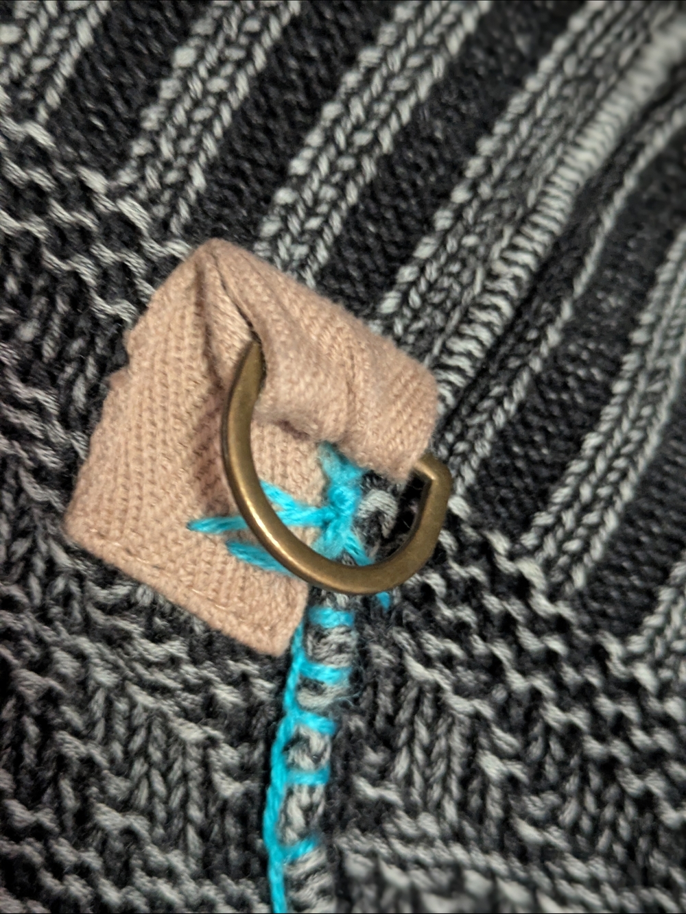 Free People All Washed Out Cardigan Sweater Grey Black with Blue Stitching XS - Picture 6 of 9